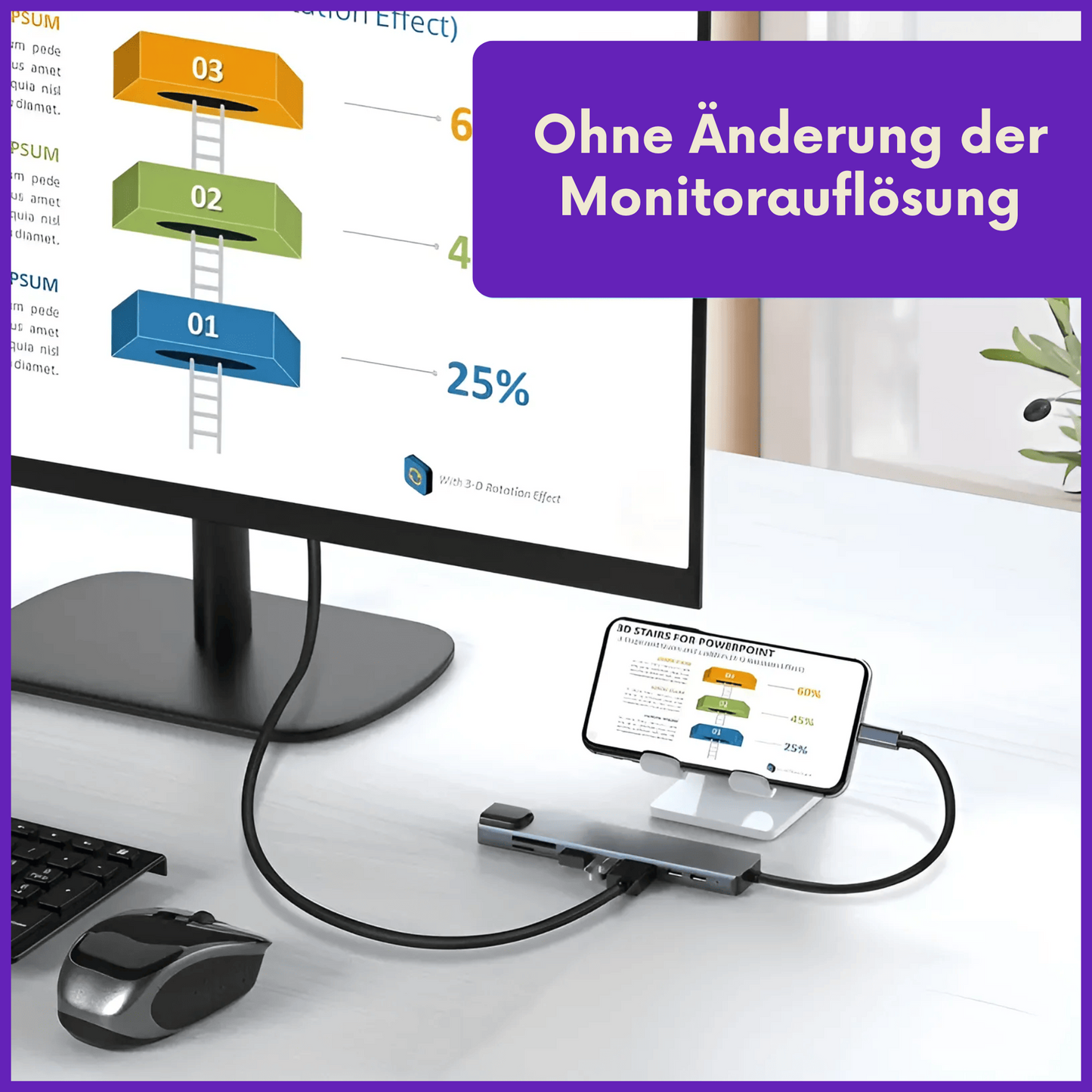 USB C Hub Dockingstation 8-IN-1 Adapter 4K HDMI USB 3.0 Ethernet SD Kartenleser