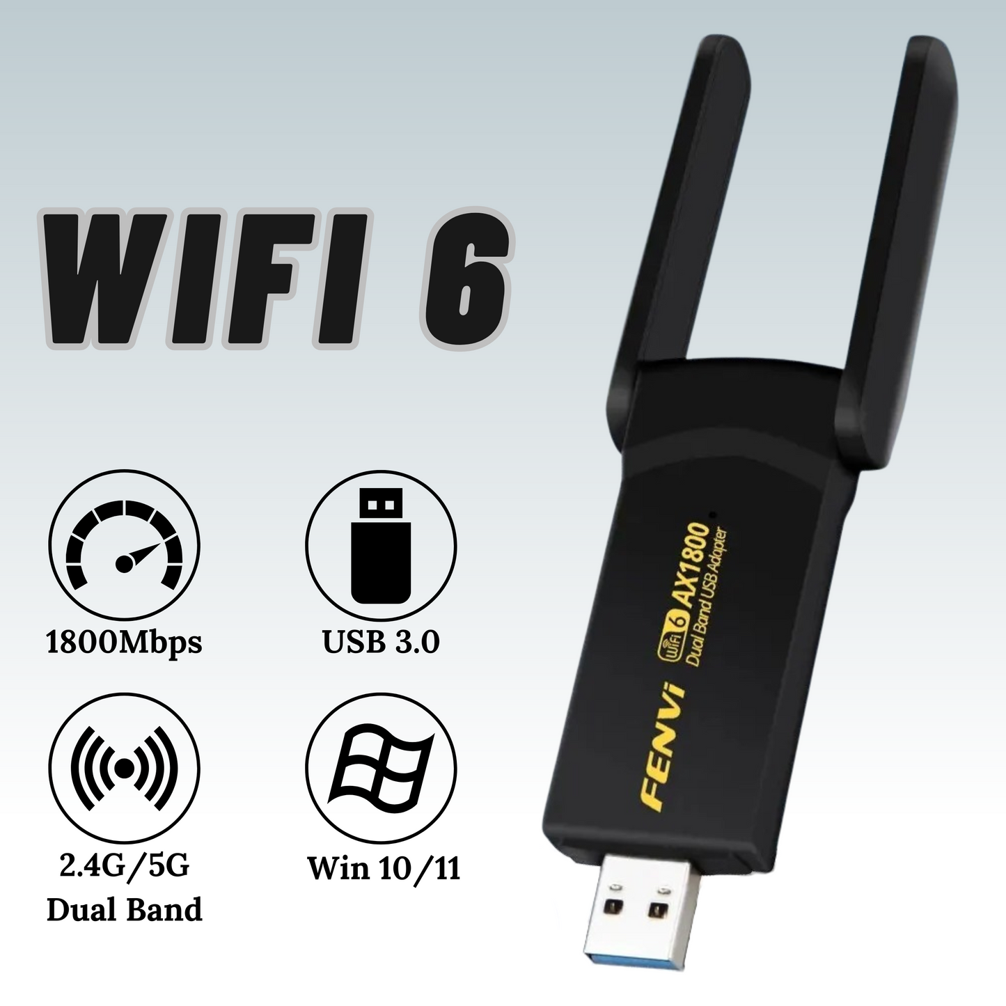 WLAN ADAPTER USB 3.0 STICK 1800MBPS WIFI DUAL BAND 5GHZ ANTENNE PC BLUETOOTH DE